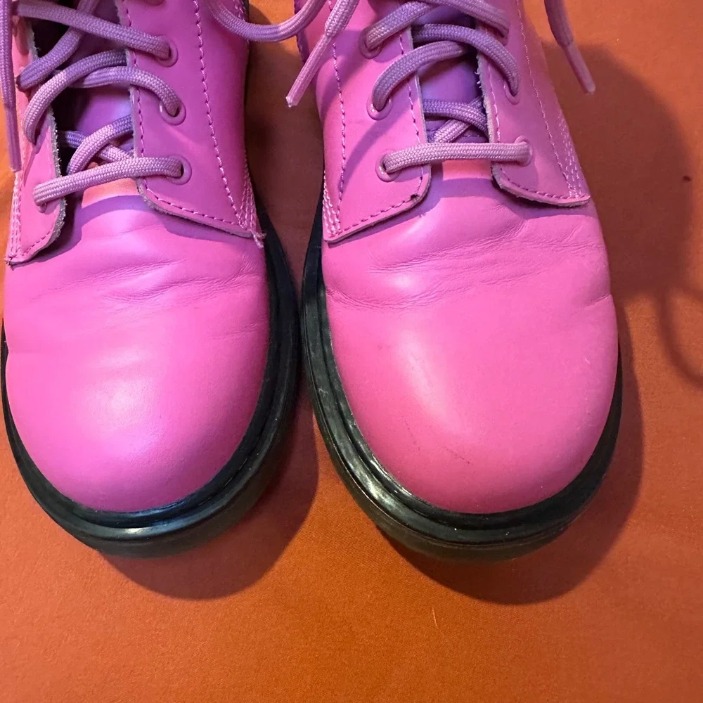 Dr. Martens Pink Leather Ankle Boots Kids Girls Youth Zip Up Lace Up‎